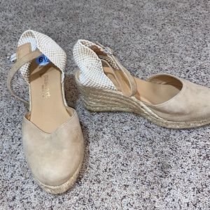 tan wedges; so cute; size 6 1/2; from T/J Maxx